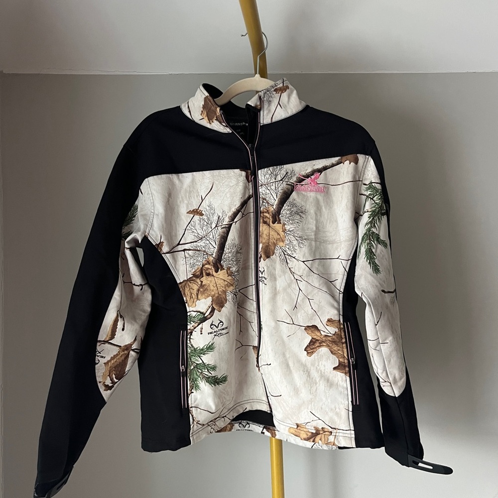 King's River Women’s Camouflage Zip Closure Hunting Jacket M Black White Pink